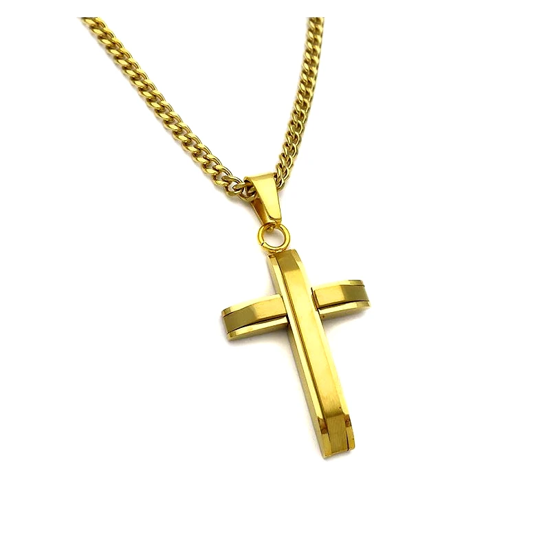 Asimenio Ανδρικός σταυρός από ατσάλι επίχρυσο SA252