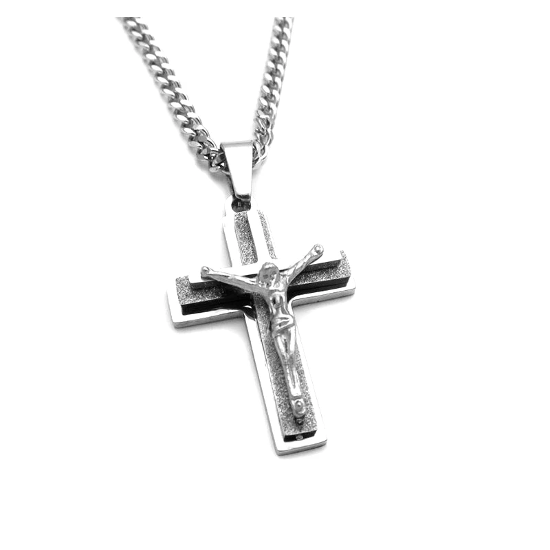 Asimenio Ανδρικός Σταυρός από Ατσάλι με τον Εσταυρωμένο SA262