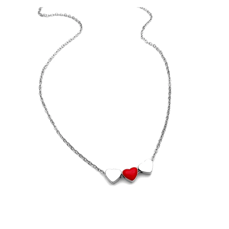 Asimenio Κολιέ με γλυκύτατες καρδούλες από ατσάλι KL280