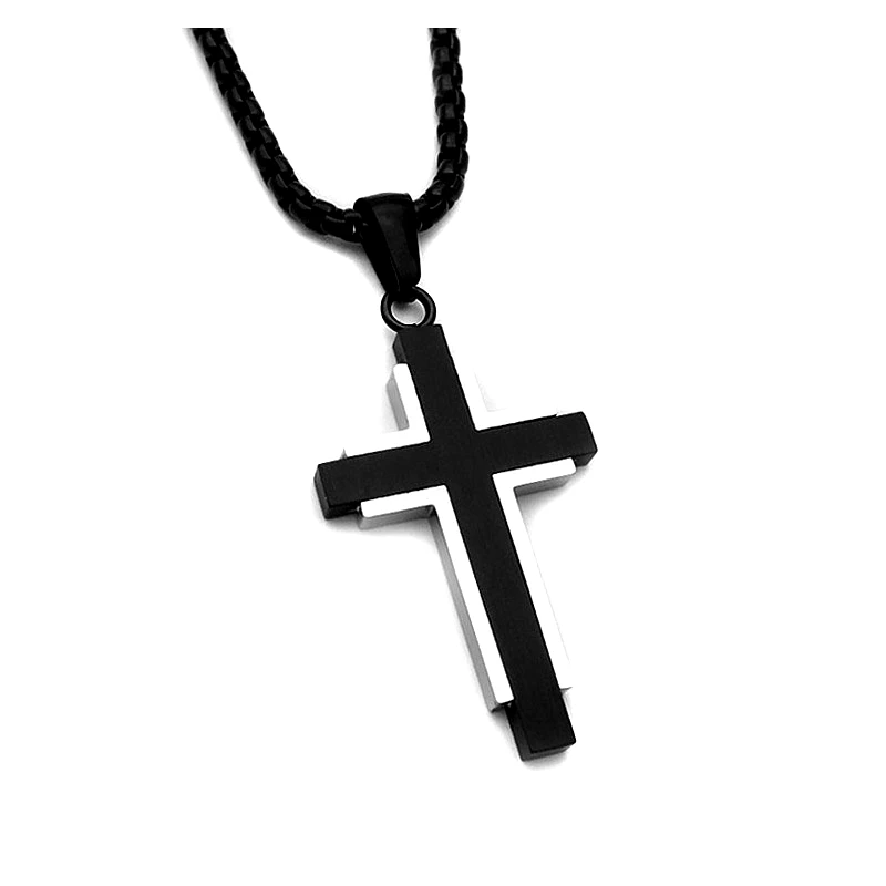 Asimenio Ανδρικός σταυρός δίχρωμος από ατσάλι SA269