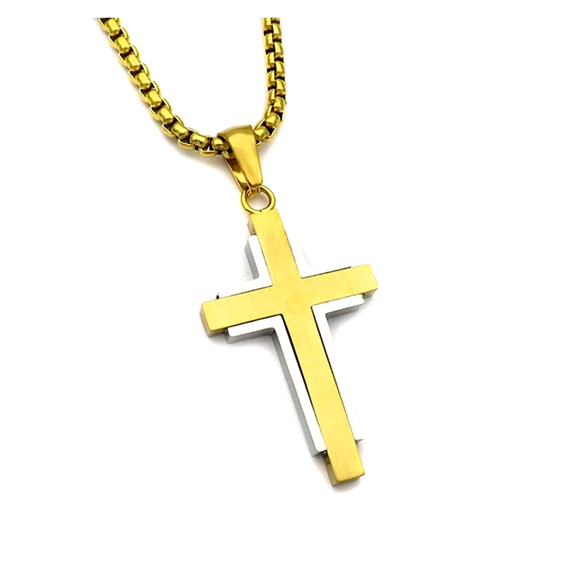 Asimenio Ανδρικός Σταυρός δίχρωμος από ατσάλι SA268