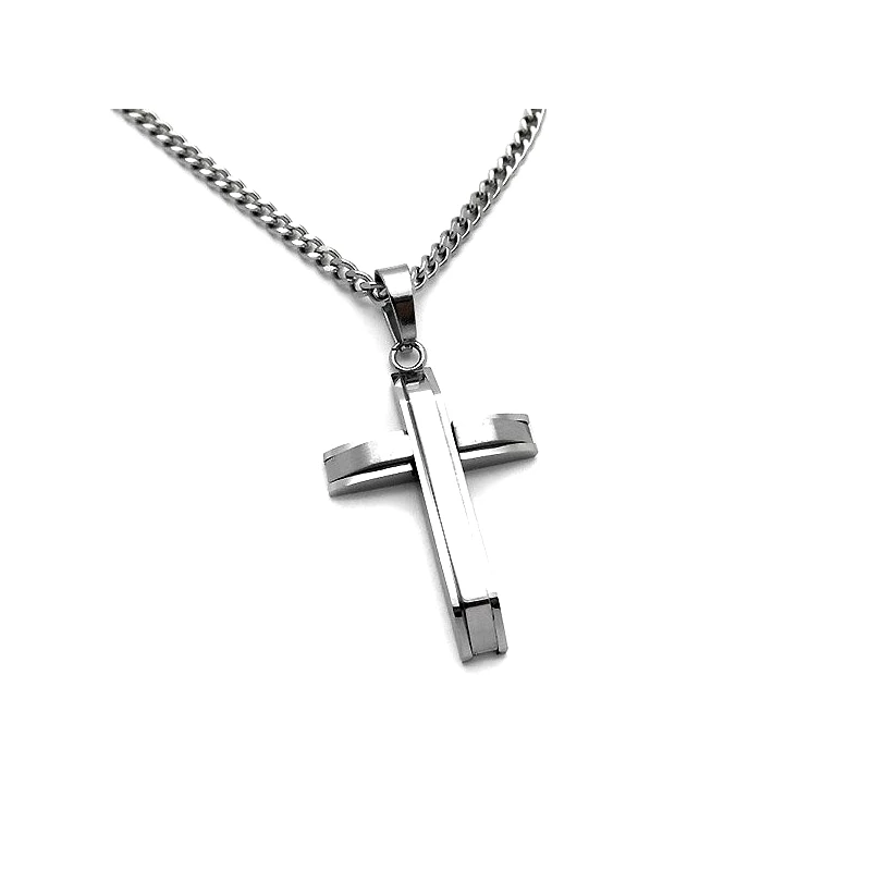 Asimenio Υπέροχος απλός ανδρικός σταυρός από ατσάλι SA172