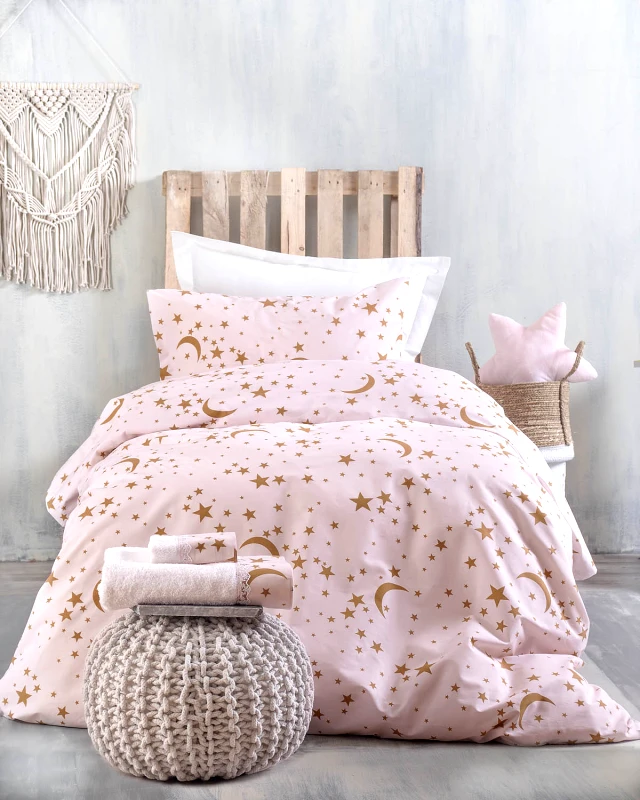 Rythmos Rythmos Moonlight Ροζ - Σετ Σεντονια Παιδικα 3 Τεμ. Ημιδιπλο Με Λαστιχο (160X260, 105X205+25)
