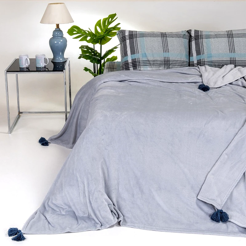 Melinen Home Melinen Κουβερτα Flannel Υπερδιπλη Berlin Light Grey 220x240 Light Grey