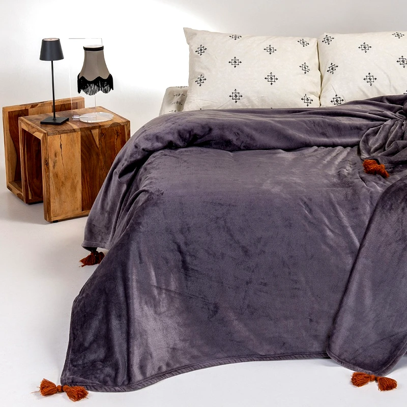 Melinen Home Melinen Κουβερτα Flannel Μονη Berlin Dark Grey 160x220 Dark Grey