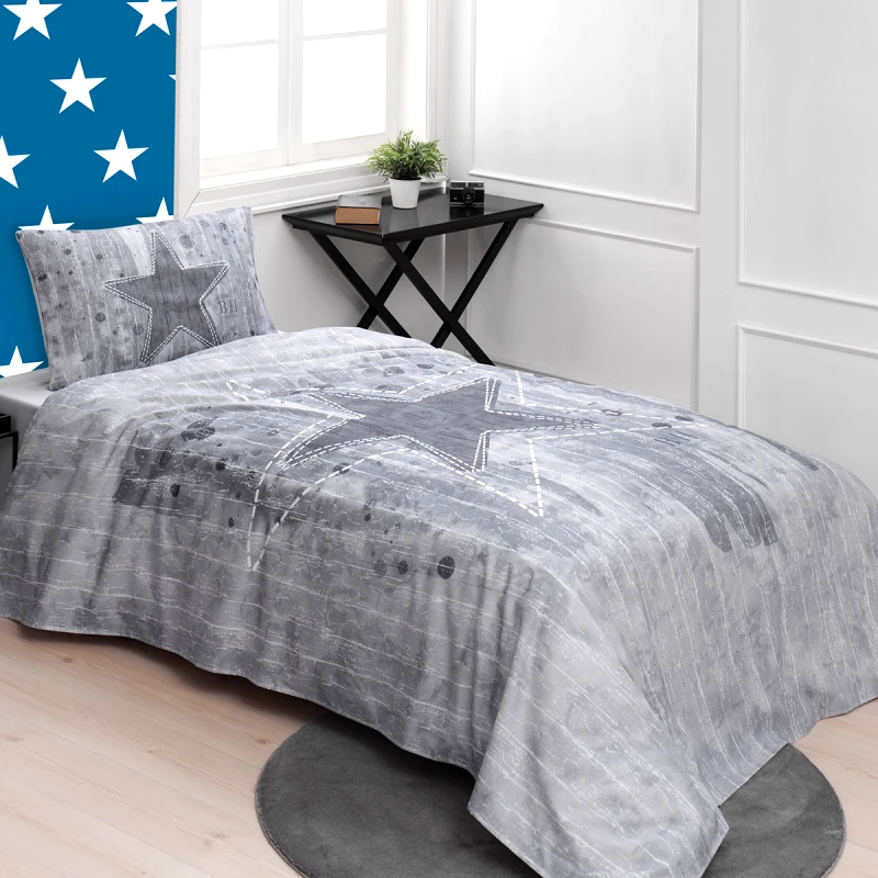 Beauty Home Σετ κουβερλί μονό Star Art 6169 160x240 Γκρι Beauty Home