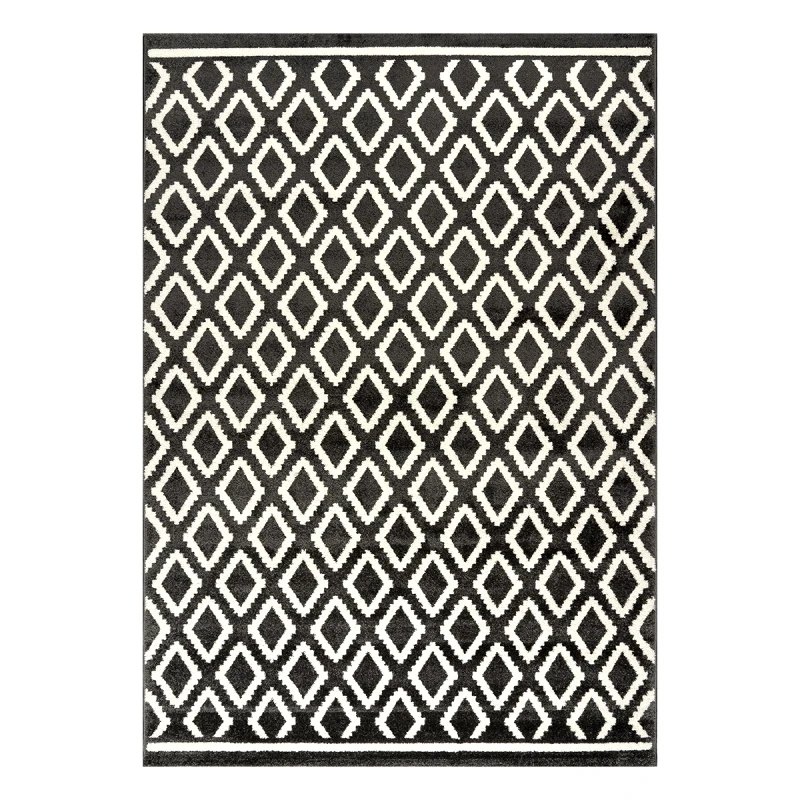 Beauty Home Πατάκι Vibe Art 9577 67x150 Stone White Ανθρακί Λευκό Beauty Home