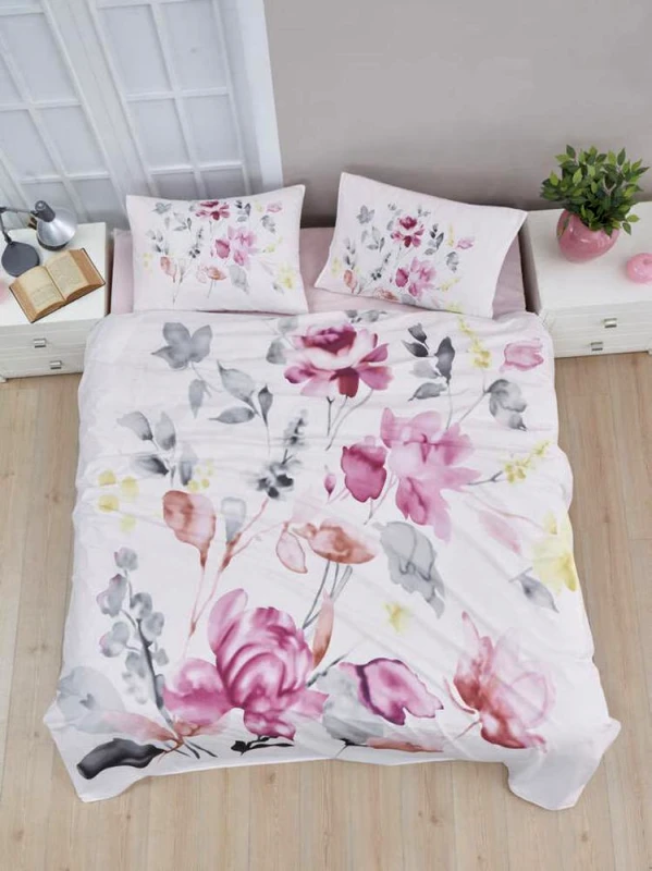 Viopros Viopros Σετ Κουβερτώριο Υπέρδιπλο 220x240 Φλώρα Λευκό