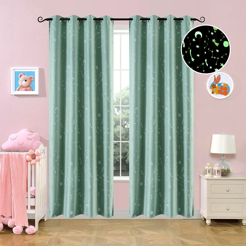 Beauty Home Κουρτίνα φωσφορίζουσα με 8 κρίκους Art 6140 μέντα 140x260 Μέντα Beauty Home