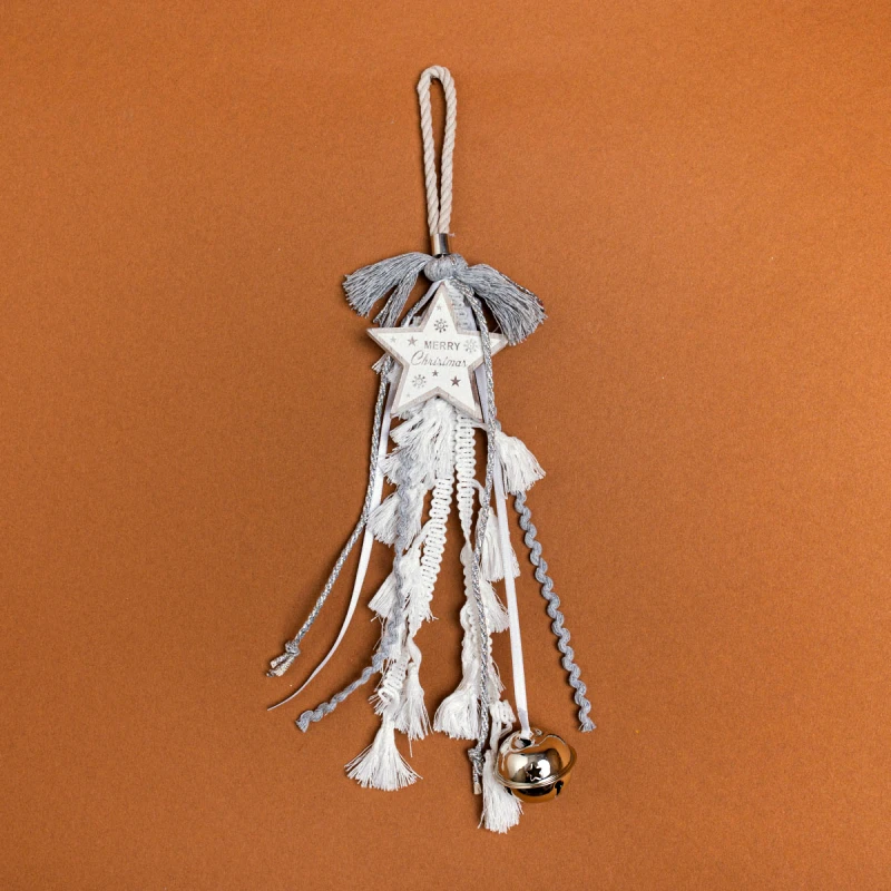 Beauty Home ΚΡΕΜΑΣΤΟ ΜΕ ΦΟΥΝΤΑΚΙΑ ΞΥΛΙΝΟ ΔΙΑΚΟΣΜΗΤΙΚΟ ΑΣΤΕΡΙ MERRY CHRISTMAS ΑΣΗΜΙ Beauty Home