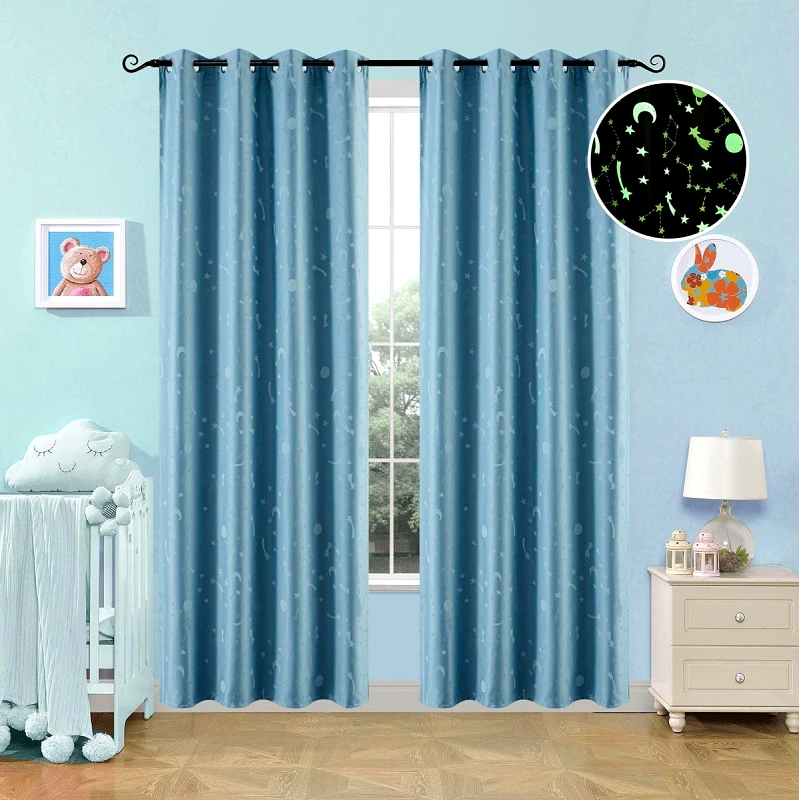 Beauty Home Κουρτίνα φωσφορίζουσα με 8 κρίκους Art 6140 σιέλ 140x260 Σιέλ Beauty Home