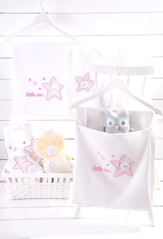 Rythmos Rythmos Astro - Koybeρτα Πικε Με Κεντημα 80X90 Ροζ