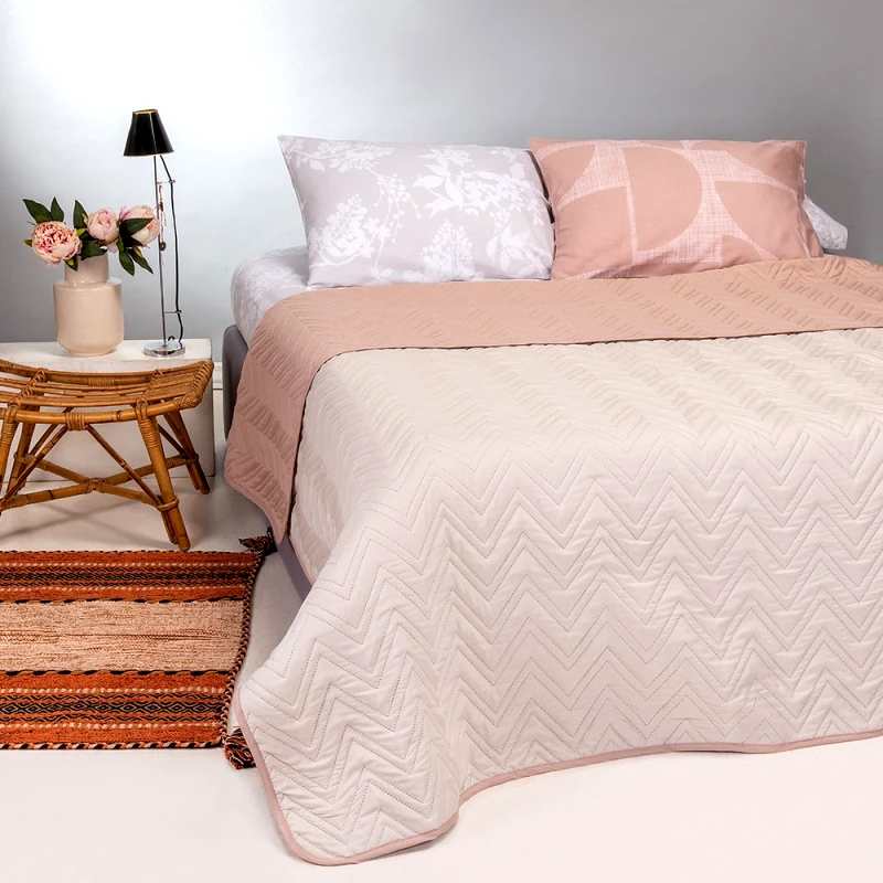 Melinen Home Melinen Home Κουβερλι Μονο Διπλησ Οψεωσ Flavio Ecru/Rose 160Χ220