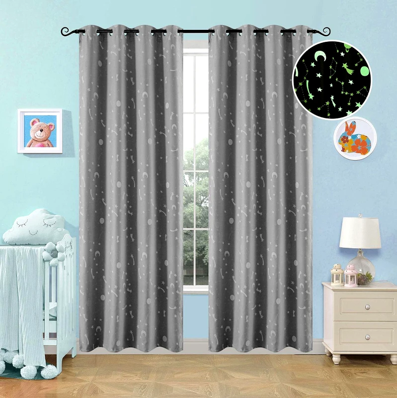 Beauty Home Κουρτίνα φωσφορίζουσα με 8 κρίκους Art 6140 γκρι 140x260 Γκρι Beauty Home
