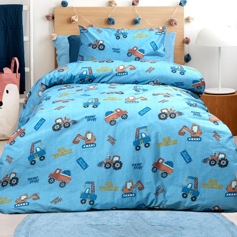 Beauty Home Σετ σεντόνια μονά με λάστιχο Factory Art 6216 100x200+30 Γαλάζιο Beauty Home