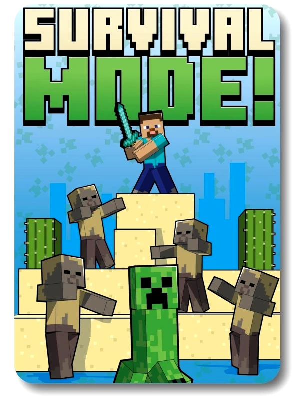 DimCol Κουβέρτα Κούνιας Fleece 100x140εκ. Mojang Minecraft 53 Blue Digital Print DimCol