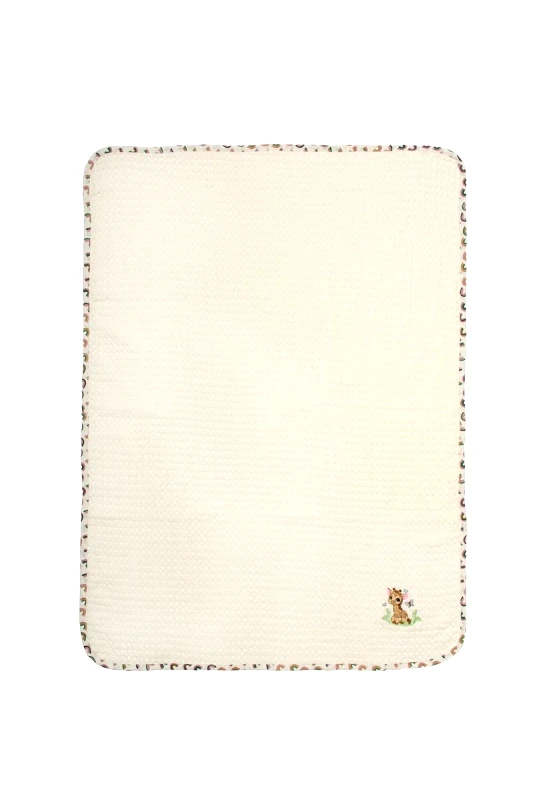 DimCol Κουβέρτα Πικέ Κούνιας 100x160εκ. Με Κέντημα Giraffe 173 Ecru-Multi DimCol