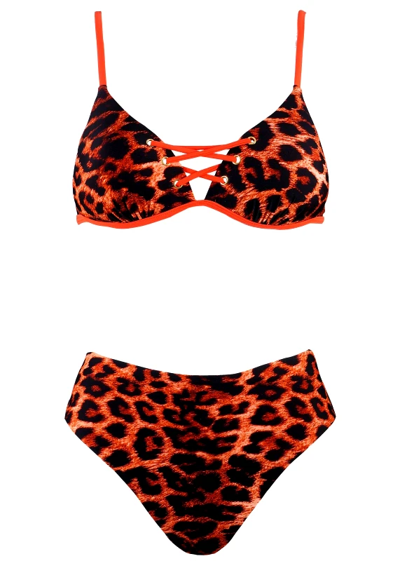 gsecret Γυναικείο set μαγιό με σταθερή ενίσχυση. Καλύπτει B Cup ΚΟΡΑΛΙ