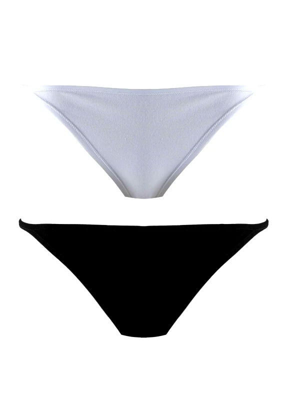 gsecret Γυναικείο σλίπ cotton.Best buy 2pack ΜΑΥΡΟ ΛΕΥΚΟ