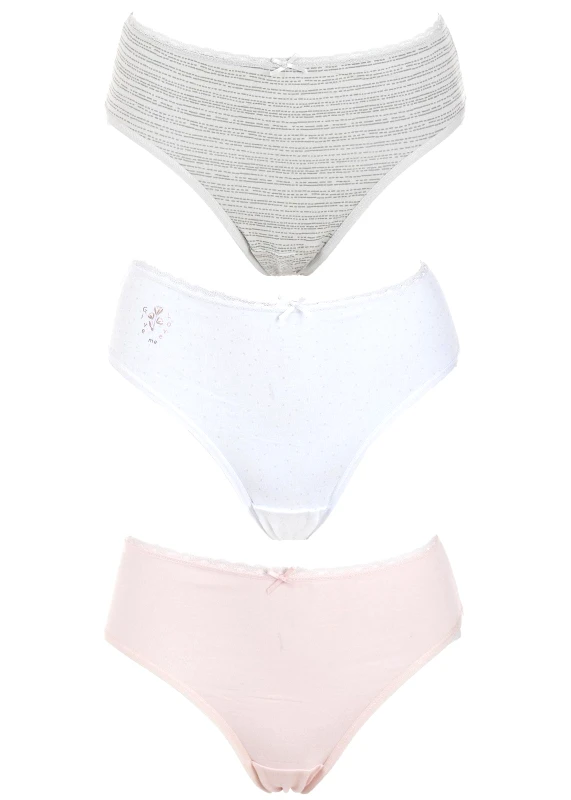 gsecret Γυναικείο slip βαμβακερό ψηλόμεσο.Συσκευασία 3pack MULTI COLOUR