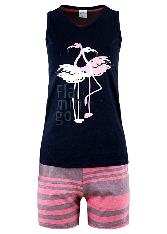 Fawn Γυναικείο baby doll fawn στάμπα flamingo αμάνικο all print σόρτς NAVY