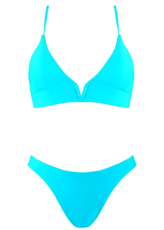 gsecret Γυναικείο set bikini bandeau αποσπώμενη ενίσχυση σλιπ παρτό ψηλόμεσο. Καλύπτει B Cup ΤΥΡΚΟΥΑΖ