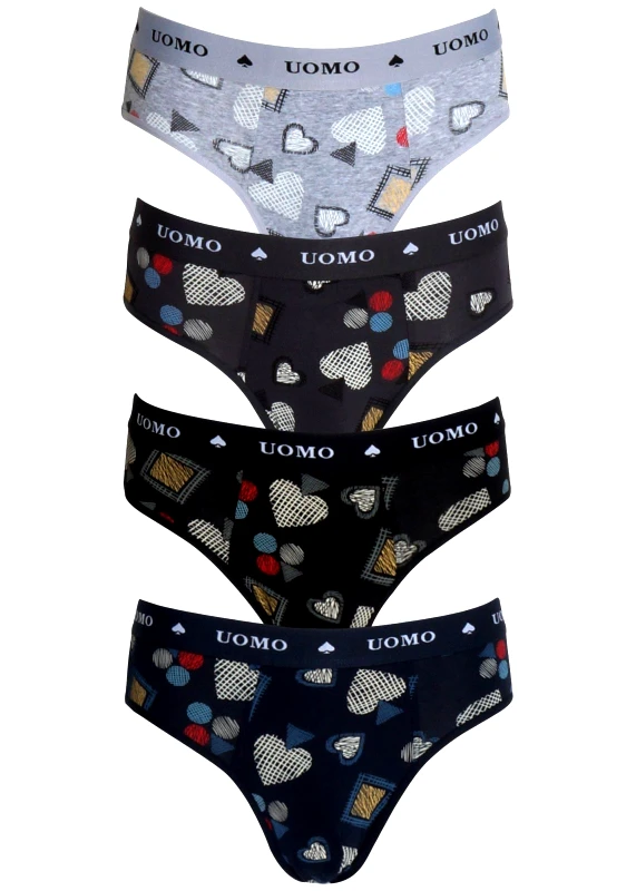 UOMO Aνδρικό slip εξωτερικό λάστιχο all print. Συσκευασία 4pack MULTI COLOUR