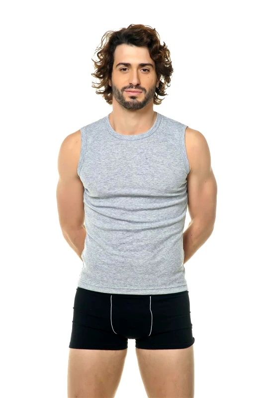 APPLE Αντρική φανέλα cotton αμάνικη APPLE ΓΚΡΙ