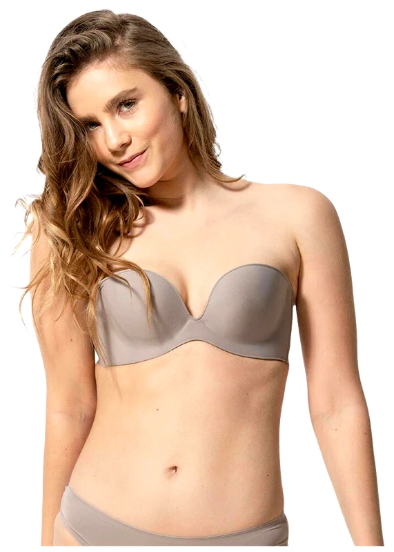 LUNA Γυναικείο σουτιέν στράπλες LUNA Miracle One με μπανέλα ΓΚΡΙ
