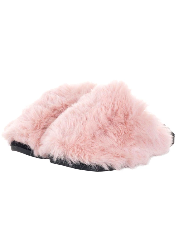 gsecret Γυναικεία παντόφλα fluffy αντιολισθητικός πάτος ΡΟΖ