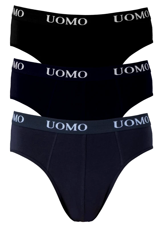 UOMO Slip με εξωτερικό λάστιχο.Οικονομική συσκευασία 3 τεμ. ΜΑΥΡΟ ΜΠΛΕ ΓΚΡΙ