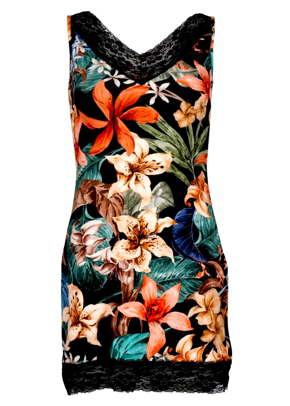 gsecret Γυναικείο νυχτικό λεπτή ράντα. ΜΑΥΡΟ