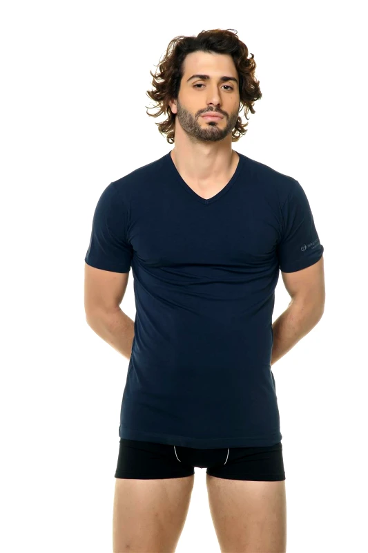 Sergio tacchini Φανέλα cotton SERGIO TACCHINI με V. ΜΠΛΕ