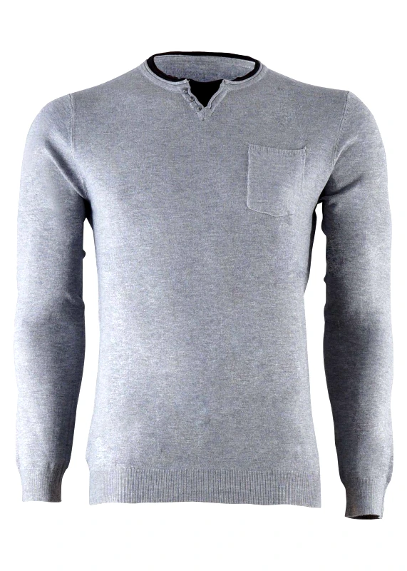 gsecret Αντρική μπλούζα με τσεπάκι slim γραμμή. Basic Collection ΓΚΡΙ