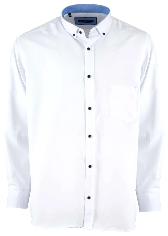 gsecret Aνδρικό πουκάμισο με τσεπάκι & κουμπιά στο γιακά. ΛΕΥΚΟ