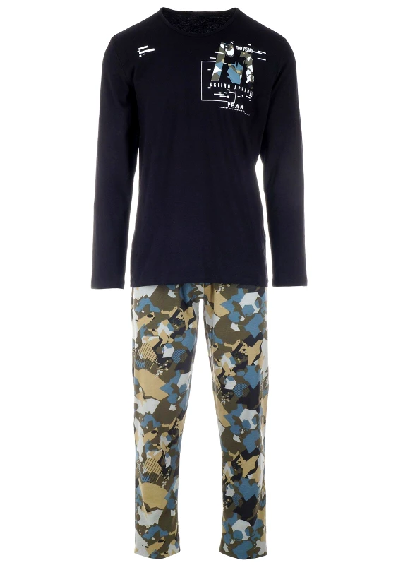 vienetta Ανδρική πιτζάμα Vienetta παντελόνι army print ΜΑΥΡΟ