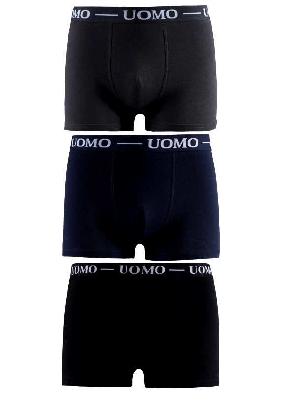 UOMO Αντρικό boxer Uomo εξωτερικό λάστιχο. Συσκευασία 3pack ΜΑΥΡΟ ΜΠΛΕ ΓΚΡΙ