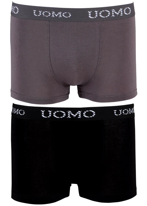 UOMO Boxer ανδρικό εξωτερικό λάστιχο 2pack. ΜΑΥΡΟ ΓΚΡΙ