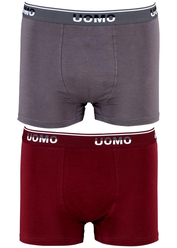 UOMO Boxer Uomo cotton με φαρδύ εξωτερικό λάστιχο 2pack. ΓΚΡΙ ΜΠΟΡΝΤΩ