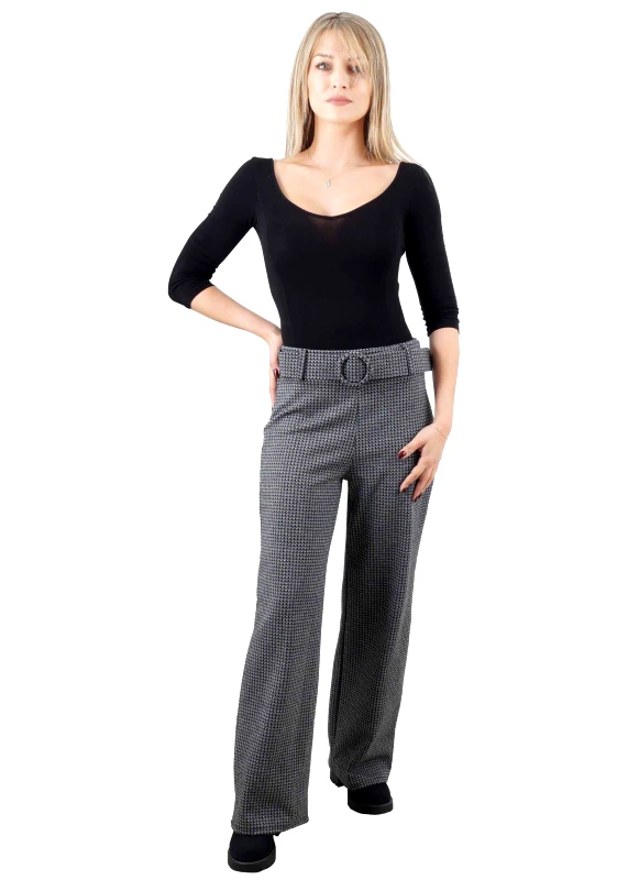 gsecret Γυναικεία παντελόνα ελαστική με ζώνη. ΜΑΥΡΟ