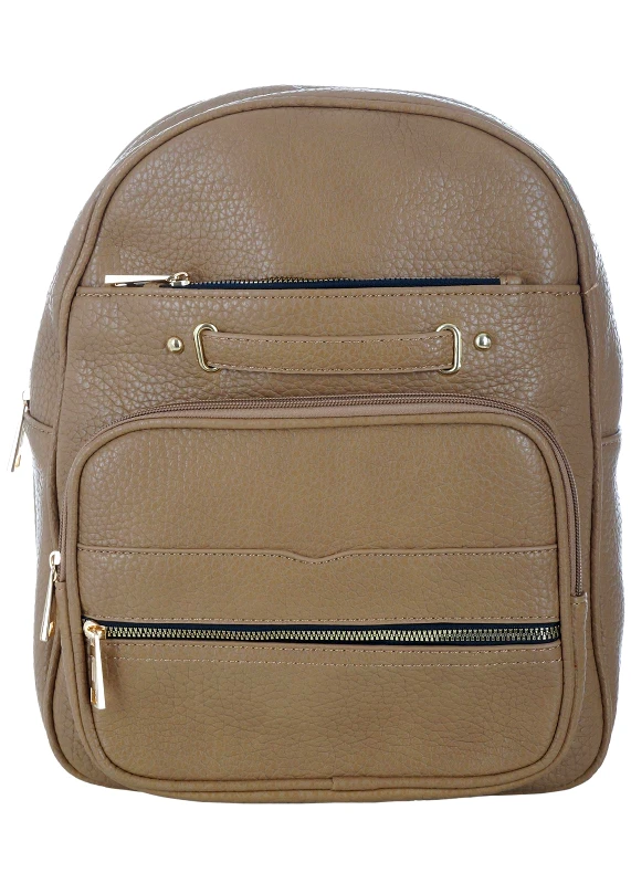 gsecret Γυναικεία τσάντα backpack διπλή εξωτερική θήκη ΚΑΜΕΛ