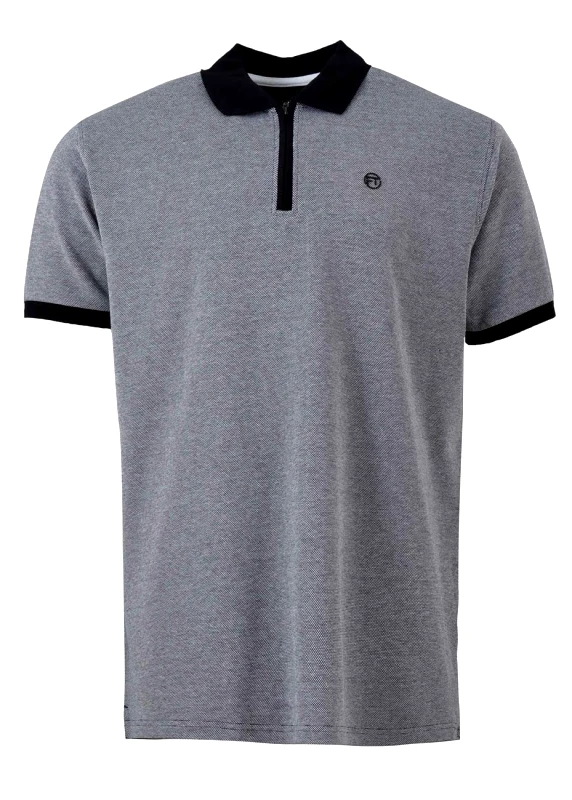 Frank Tailor Αντρική μπλούζα γραμμή polo φερμουάρ. Casual style ΜΑΥΡΟ