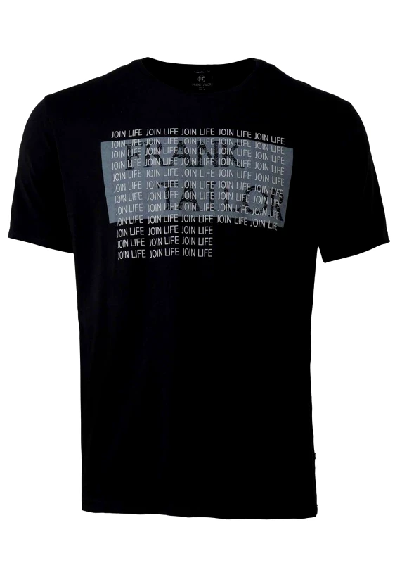 Frank Tailor Αντρικό tshirt letters print. Casual style ΜΑΥΡΟ