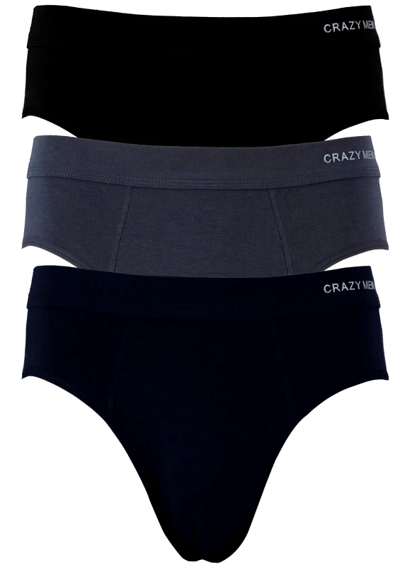 UOMO Slip cotton με εσωτερικό λάστιχο. Οικονομική συσκευασία 3 τεμ. ΜΑΥΡΟ ΜΠΛΕ ΓΚΡΙ