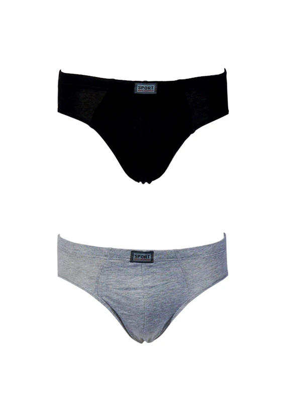 gsecret Ανδρικό slip μονόχρωμο. Συσκευασία 2pack. Basic Style ΓΚΡΙ ΜΑΥΡΟ