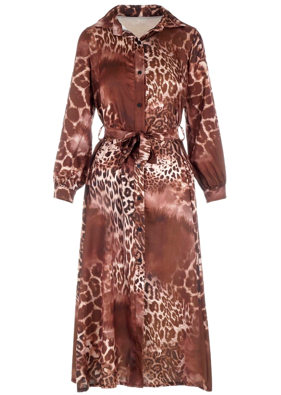 gsecret Γυναικείο maxi σεμιζιέ φόρεμα animal print ANIMAL