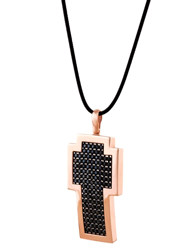 Very Gavello VERY GAVELLO Tattoo Pave Κολιέ-Σταυρός από χρυσό 9 καράτια VPTAPCCZ-S-R1