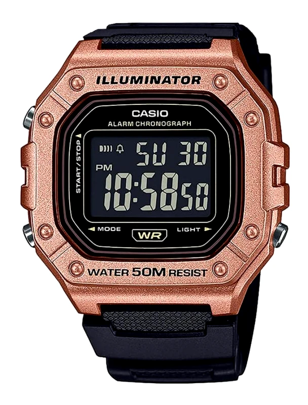 Casio CASIO Sport Collection - W-218HM-5BVEF, Rose Gold case with Black Rubber Strap