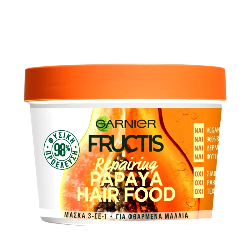 FRUCTIS Fructis Hair Food Papaya Μάσκα Μαλλιών 3σε1 390ml