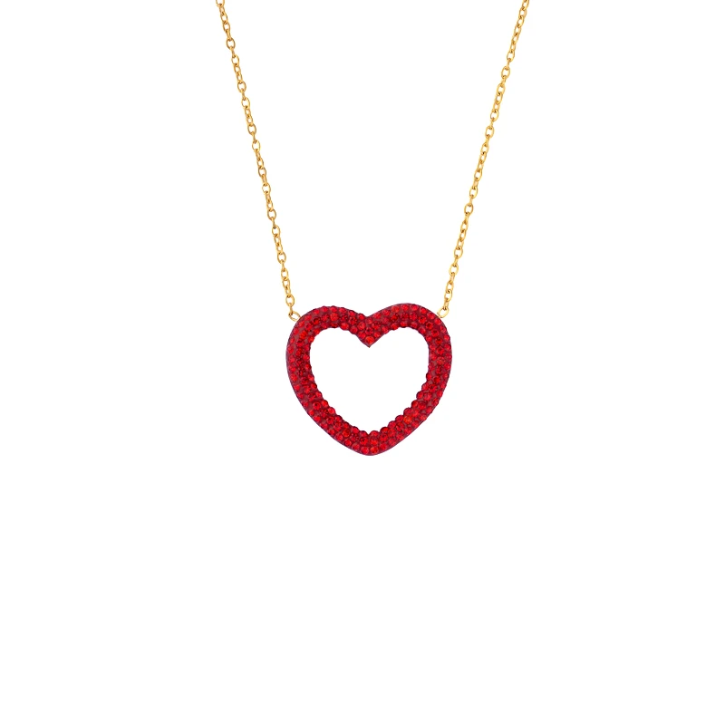 POWER OF SYMBOL Μενταγιόν Καρδιά Με Στράς- Επίχρυσο